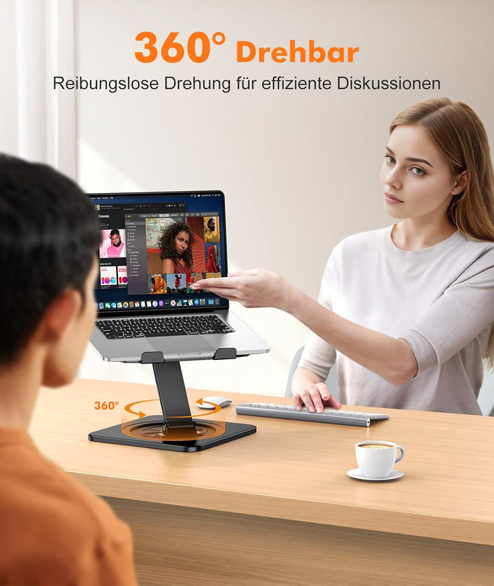 EOIWUY Laptop Ständer mit 360° Drehteller, Verstellbar Laptop Stand Aluminium, Ergonomischer, Belüft