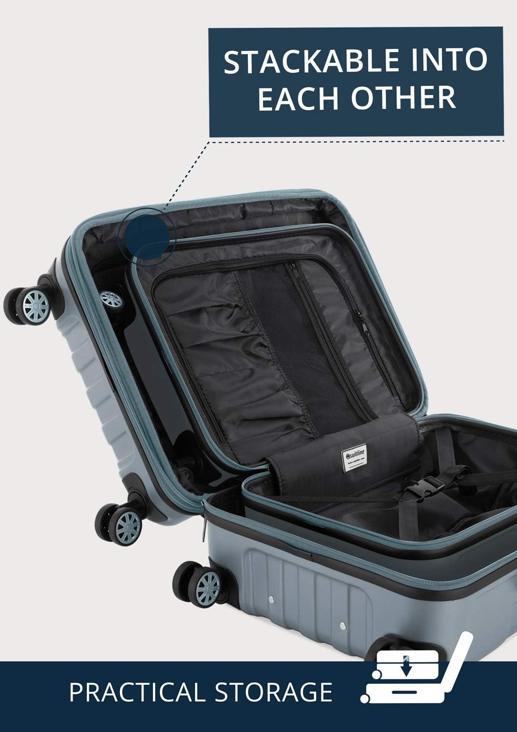 suitline grosser Hartschalen-Koffer Koffer Trolley Rollkoffer XL Reisekoffer, TSA, 76 cm, ca. 96-110