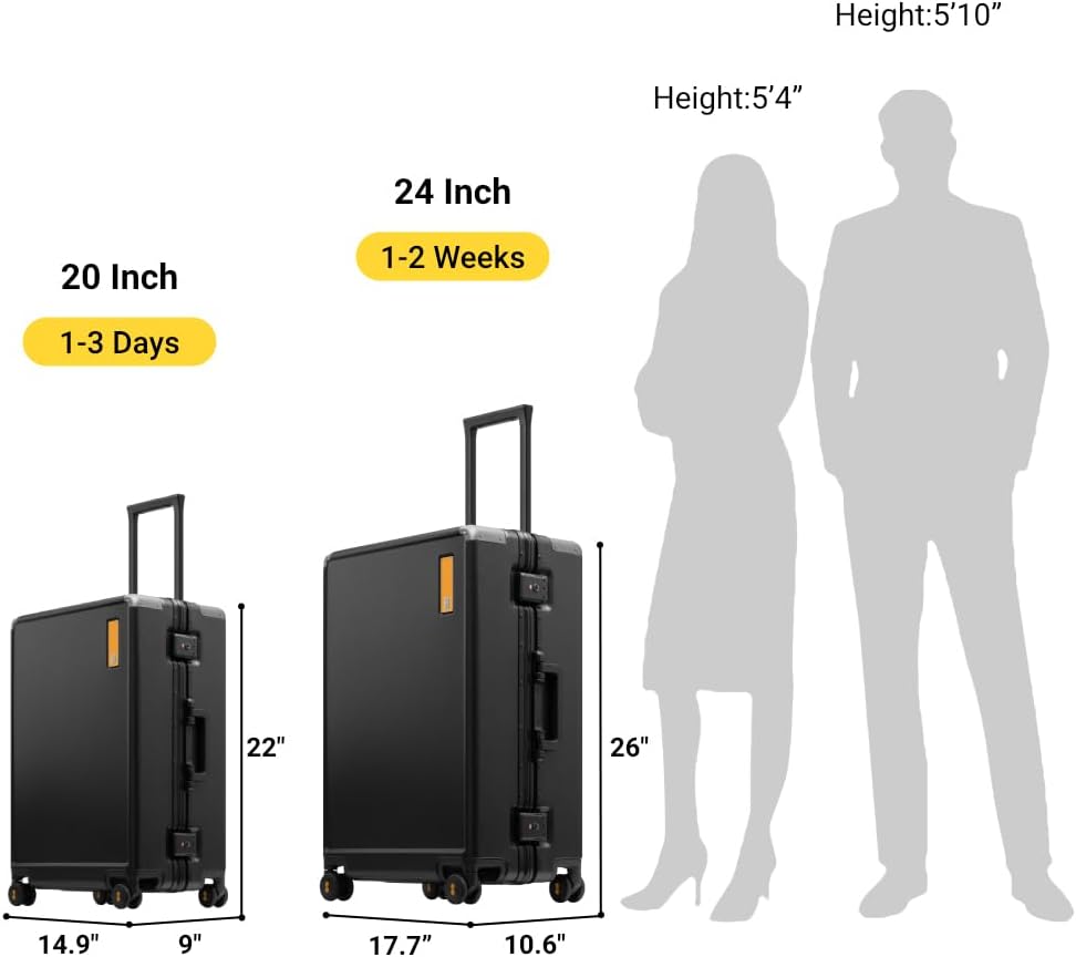 LEVEL8 Koffer Trolley mit Aluminium Rahmen,Hartschalenkoffer mit 4 Spinner Rollen,Doppelte TSA Schlo
