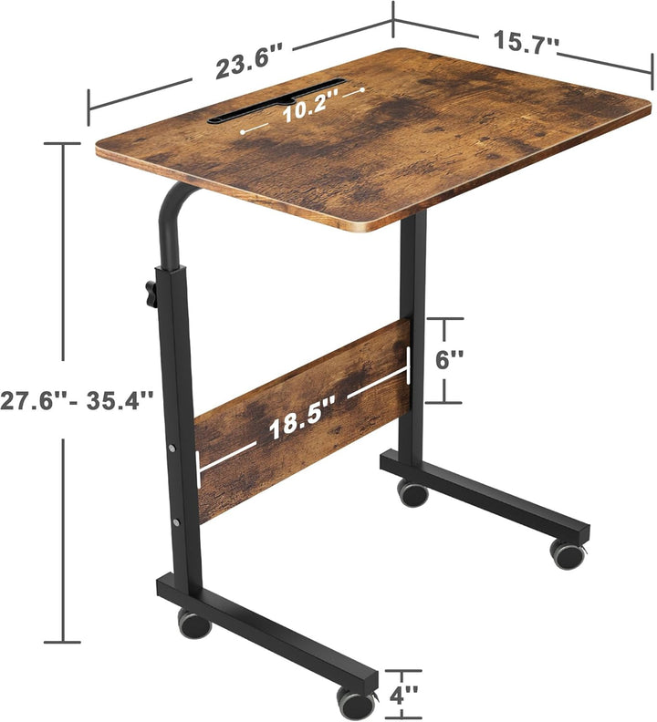 soges Computertisch Laptoptisch höhenverstellbar PC-Tisch mit Rollen, Oberfläche mit Einschnitt als