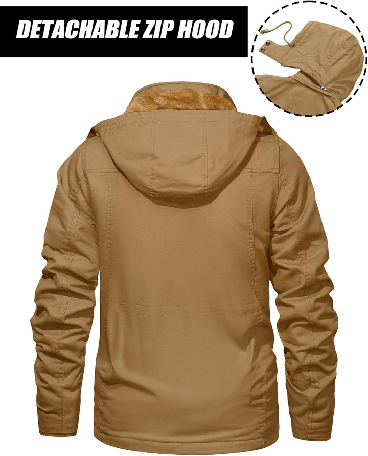 MAGCOMSEN Winterjacke Herren Warm Gefüttert Jacke Fleece Winterparka Winddicht Outdoor Übergangsjack