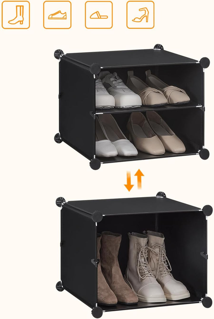 HOOBRO Schuhregal mit 8 Fächern, Schuhschrank, für 32 Paar Schuhe, 40 x 30 x 30 cm pro Fach, schmal,