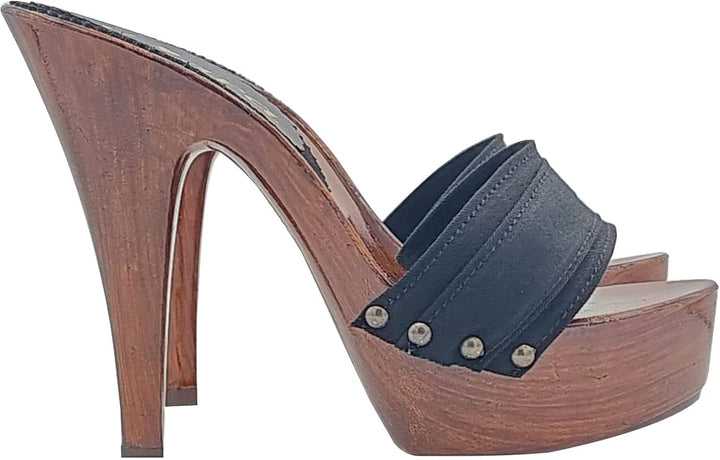 Schwarze Clogs für Frauen mit sehr hohen Absätzen - K9201 Nero (39 EU, SCHWARZ) 39 EU Schwarz, 39 EU