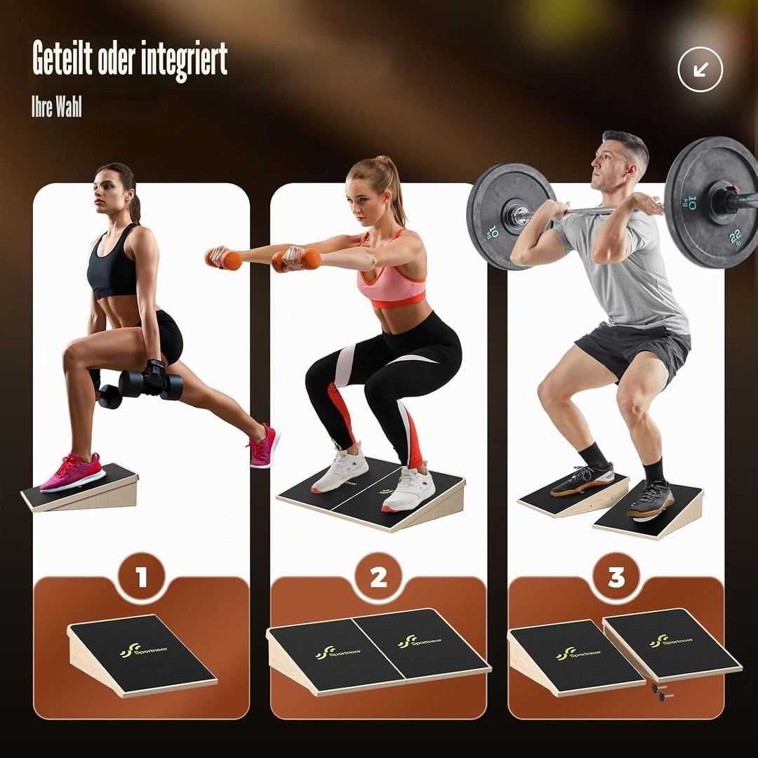Sportneer Wadendehner Schrägbrett 540 KG – 15° / 20° Slant Board für Knieretter, Squat Wedge, Kraftt