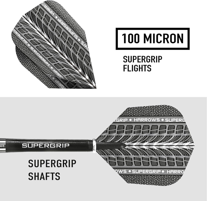 Harrows Super Grip Darts Supergrip Steeltip 22g 23 g silber, 23 g silber