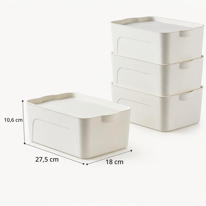 RMAN 4er Set Aufbewahrungsbox mit Deckel 15L Kunststoff (PP) Organizer Box Stapelbar Plastikbox für