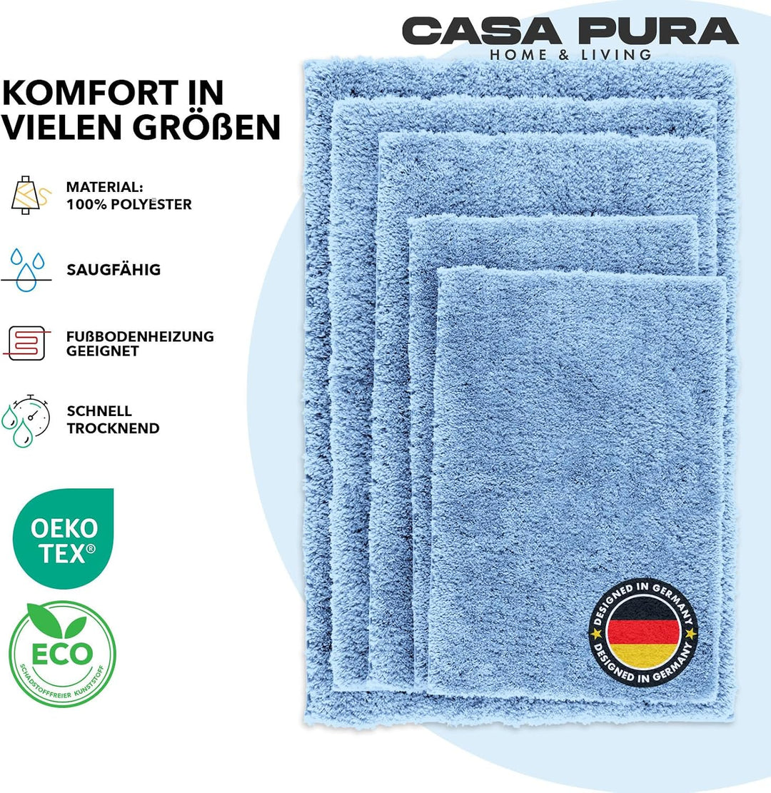 casa pura Badematte Hochflor Sky Soft - Weicher, Flauschiger Badezimmerteppich in Shaggy-Optik - Bad