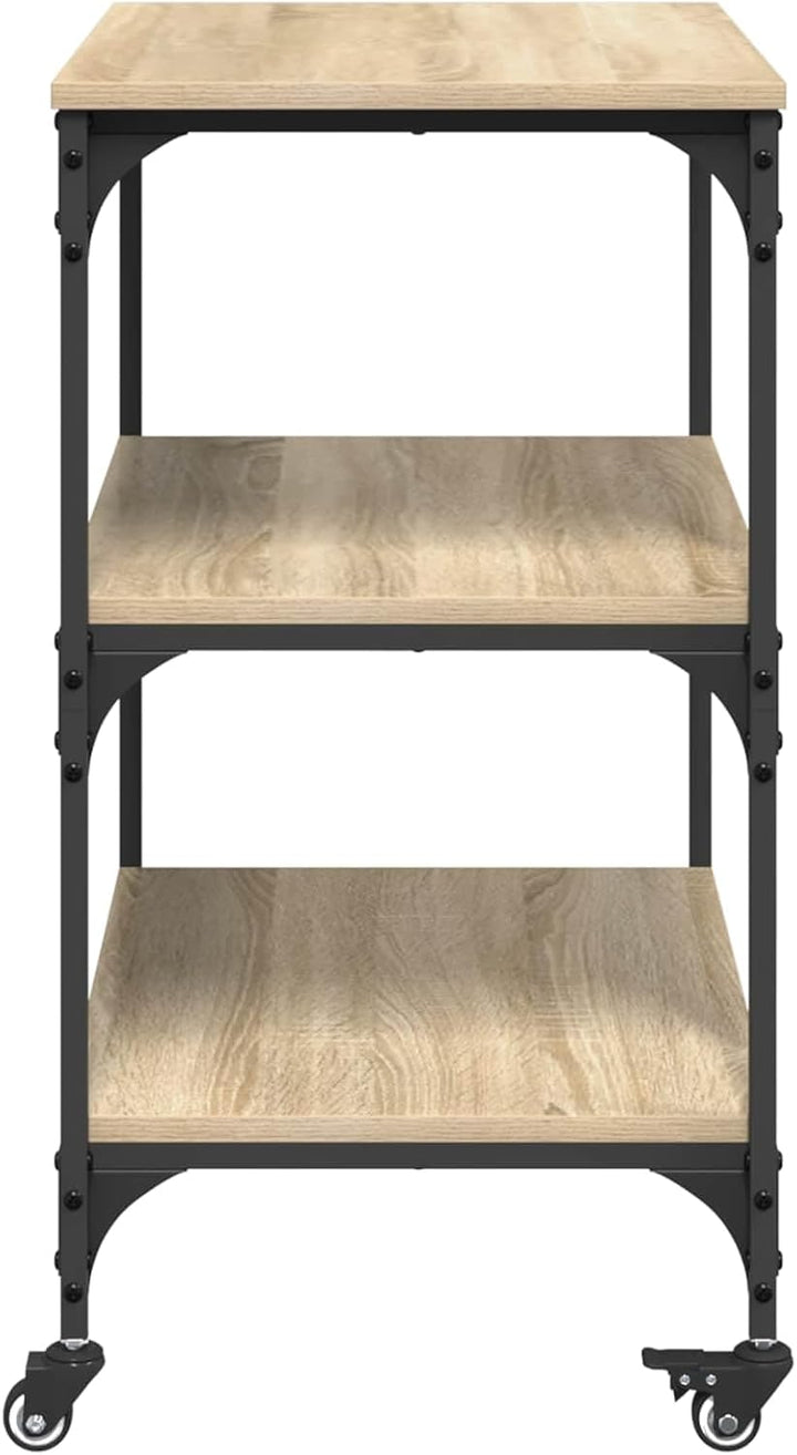 vidaXL Küchentrolley Sonoma-Eiche 60 x 41 x 76 cm Holzwerkstoff, Brauner Küchenwagen, moderner Troll