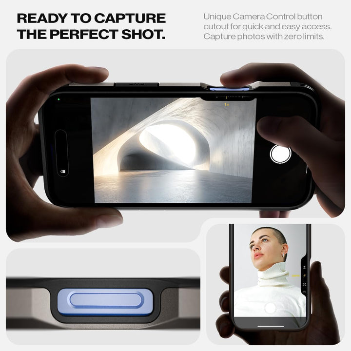 Spigen Tough Armor (AI) MagFit Hülle für iPhone 16, Kompatibel mit MagSafe Zubehör -Gunmetal Gunmeta