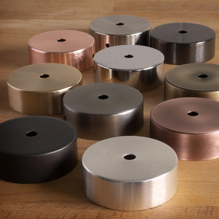 AMARCORDS - 3 Baldachin rosetten aus Metall, Farbe BRONZE, Lampengehäuse komplett mit Kabelklemmenzu