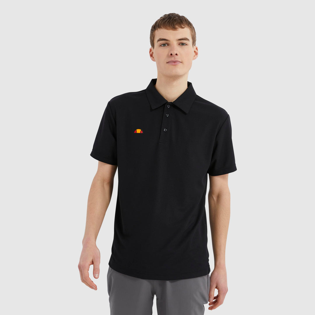 Ellesse Herren Bertola Anti-Odour-Feuchtigkeitsdocht 3-Knopf-Golf Polo-Hemd L Schwarz, L Schwarz