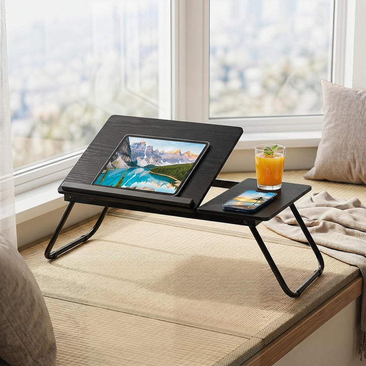 COSTWAY Laptoptisch klappbar, 4-Fach höhenverstellbar (Schwarz) | Betttisch Notebooktisch faltbar, B