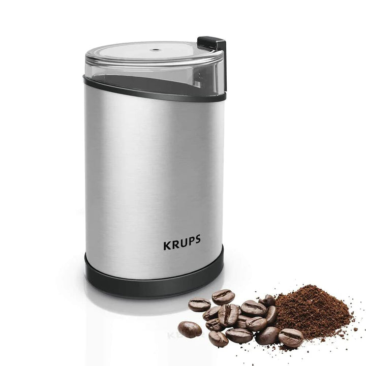 KRUPS Fast Touch GX204D Elektrische Kaffeemühle mit 200 W Leistung, 75 g, Schwarz, Rostfreier Edelst