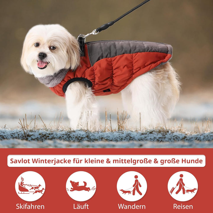 Savlot Hundemäntel für Kaltes Wetter Gemütliche Winddichte Winter-Hundejacke Dick Gepolsterte Warme