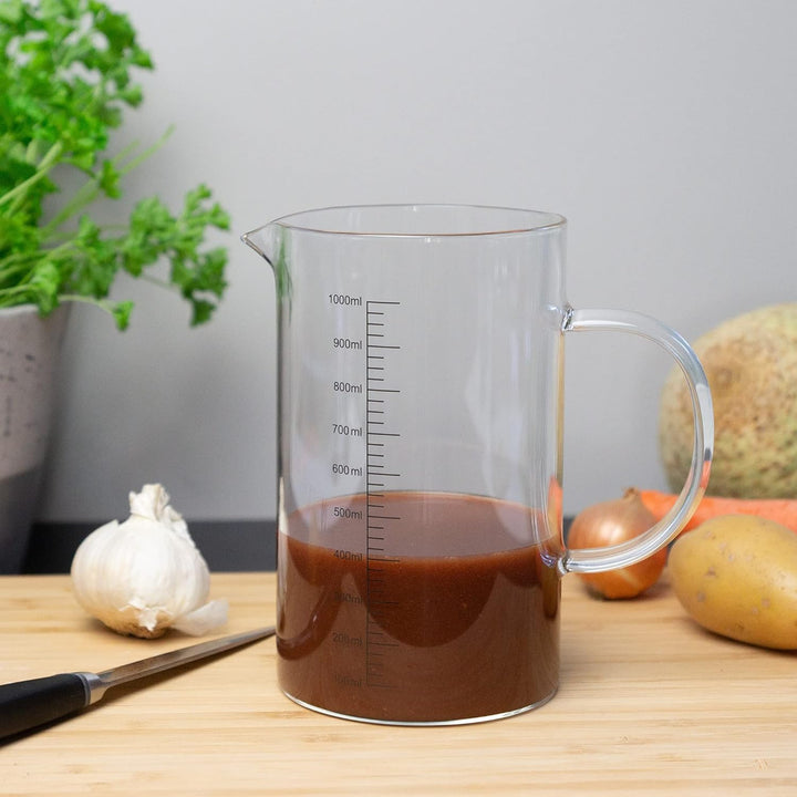 Lurch 70202 Messkrug aus hitzebeständigem Borosilikatglas 1l, Transparent