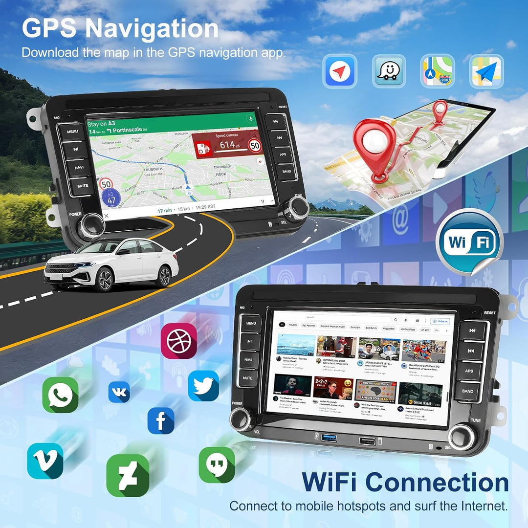 Podofo 2-DIN Autoradio für VW Altea Golf 5 6 Toledo Leon Passat Jatta Caddy Skoda Touran mit IOS Car