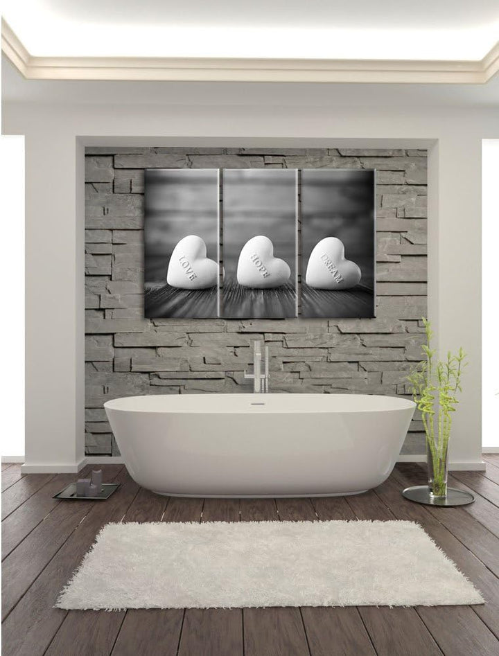 Pixxprint Love Hope Dream Hearts als Leinwandbild/Grösse: 3 Teilig (120x80 cm) cm/Wandbild/Kunstdruc