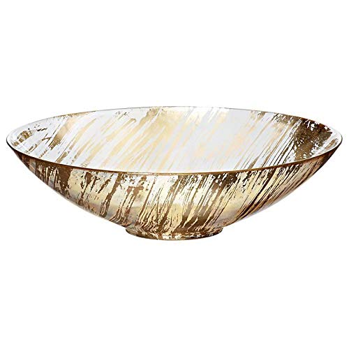 CRISTALICA Schale Obstschale Konfektschale 27 cm aus klarem Glas mit Golden Dust Gold Rand, elegante