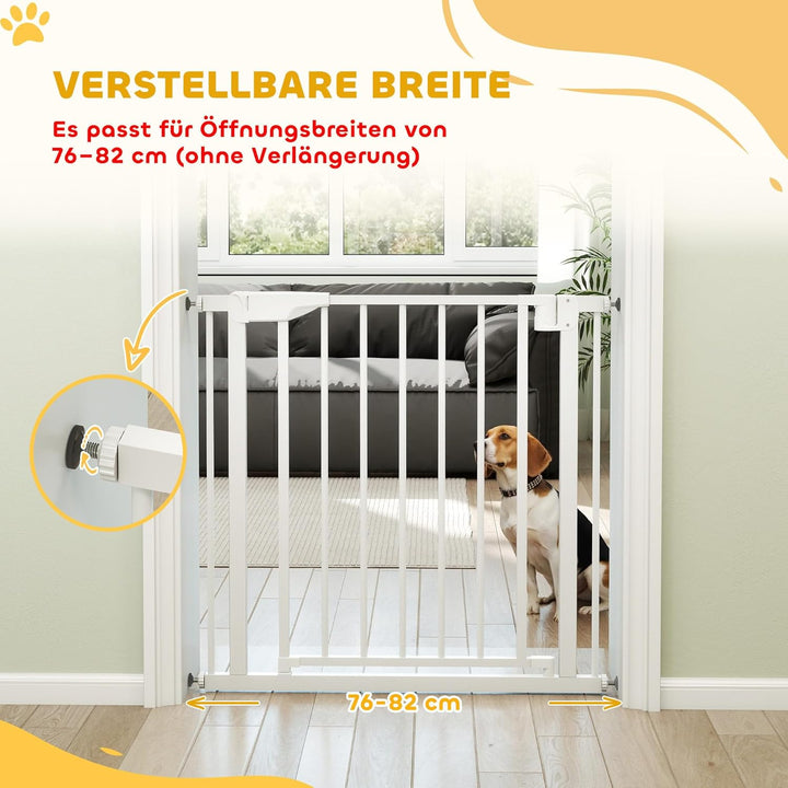 PawHut Treppenschutzgitter Absperrgitter Hund Schutzgitter ohne Bohren 76-82 x 76 cm Türschutzgitter
