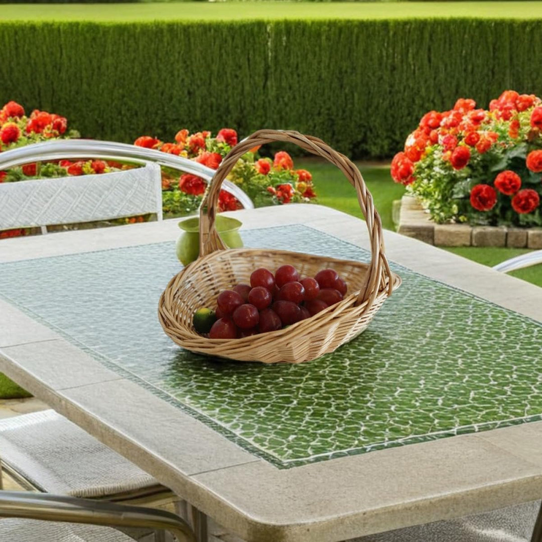 BESTonZON Picknickkorb Rattan Handgewebter Kleiner Obst und Blumenkorb mit Griff für Vielseitige Out