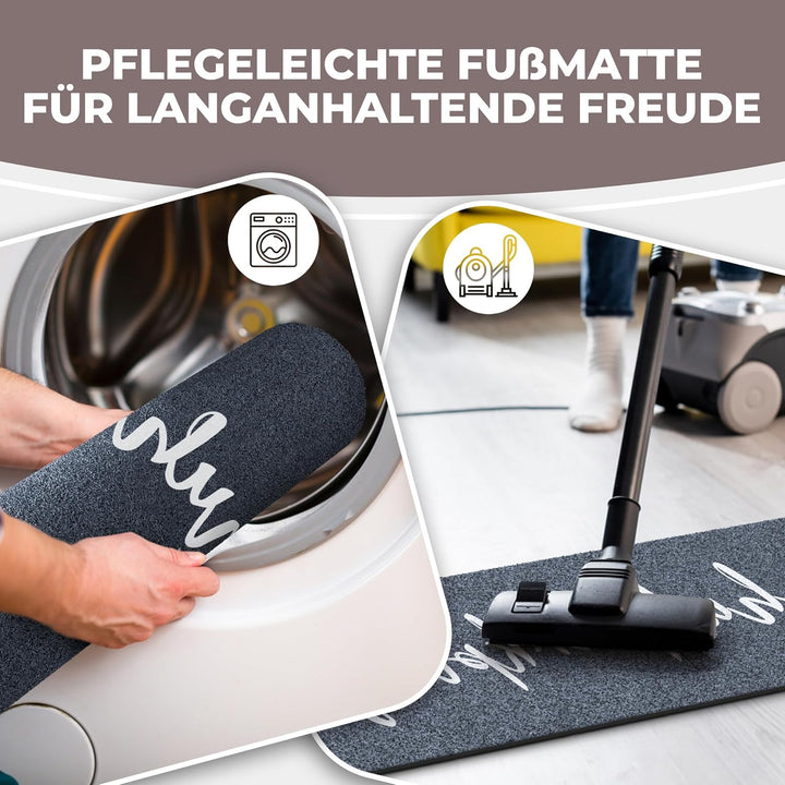 Schuhparkplatz Fussmatte 100x35cm Grau I Waschbare &amp; rutschfeste Indoor-Schuhmatte &amp; Abtropfmatte I