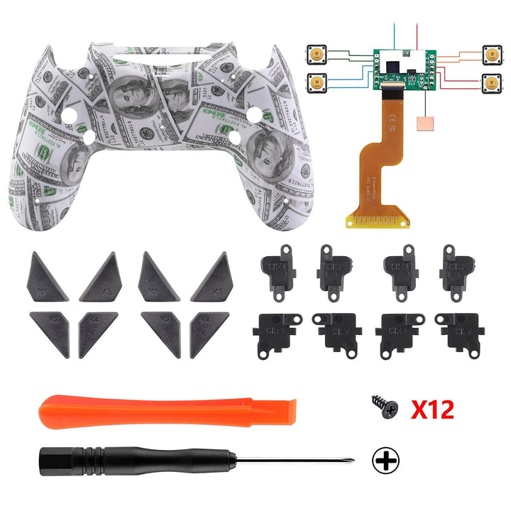 eXtremeRate Programmierbar Dawn Remap Kit für ps4 Controller, Rückseite Hülle Gehäuse Case&amp;Upgrade-B
