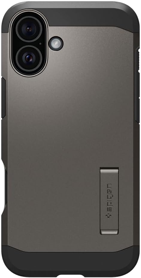 Spigen Tough Armor (AI) MagFit Hülle für iPhone 16, Kompatibel mit MagSafe Zubehör -Gunmetal Gunmeta