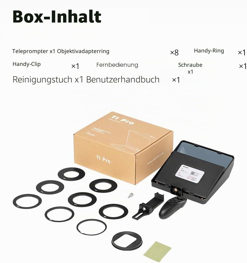 Ambitful T1 Pro Teleprompter für Handy mit Desktop-Stativ, schnell einzurichten, tragbares Telepromp