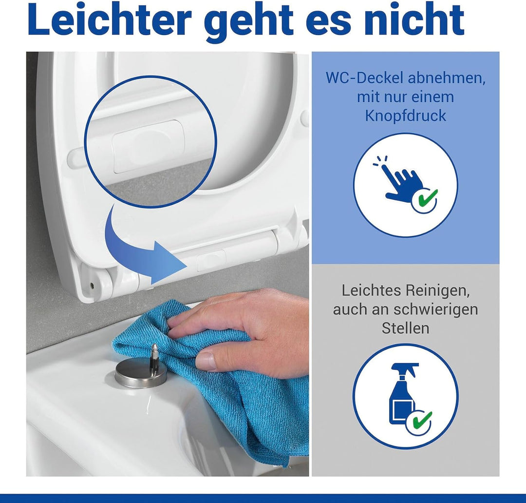 WENKO WC Sitz Mod. Biban, Toilettendeckel mit Absenkautomatik, Relief-Druck und Otter-Motiv, hohe Be
