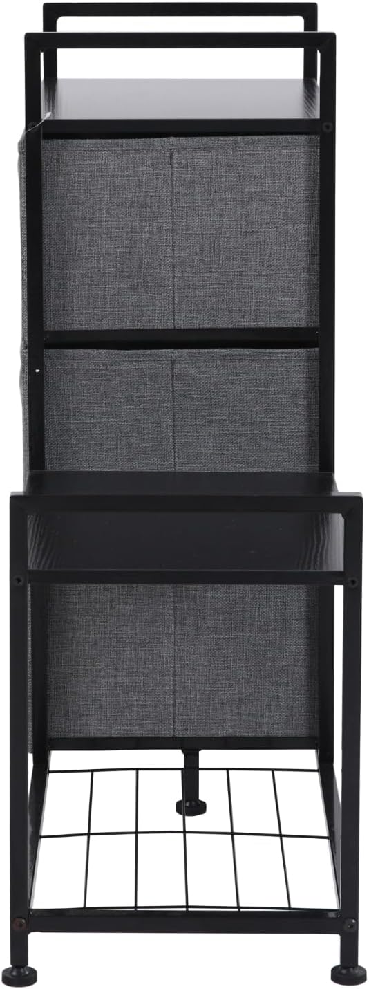 SVITA Runa 3-Schubladen-Regal Universales Regalsystem aus Metall mit Vliesstoffschubladen, Schwarz/G