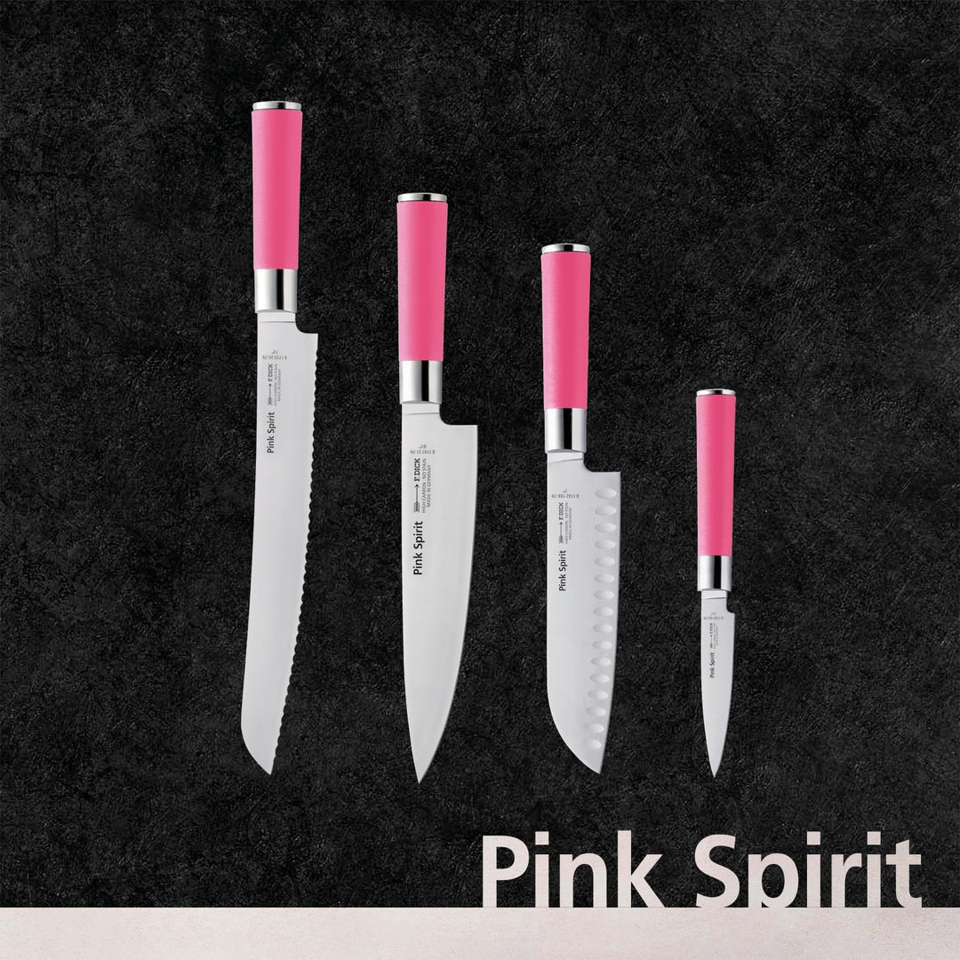 F. DICK Pink Spirit Santoku Messer (Klingenlänge 18 cm, Küchenmesser mit Kullenschliff, aus hochlegi