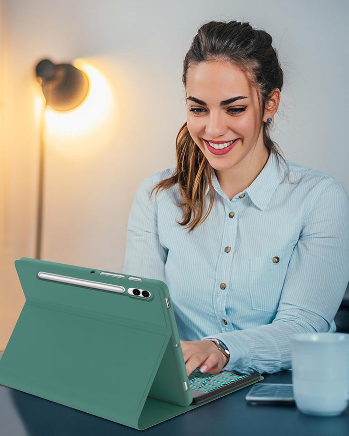 Hülle mit Deutscher QWERTZ-Tastatur für Samsung Galaxy Tab S10 Plus (2024), Tab S9 Plus (2023), S9 F