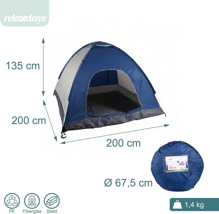 Relaxdays Pop Up Zelt Strand, Wurfzelt, 2-3 Personen, kleines Packma , UV Schutz 50+, HxBxT: 135 x 2