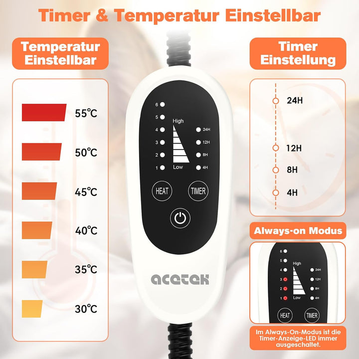 Haustier Heizdecke für Katze, Hund Heizkissen mit Timing &amp; Temperatur Einstellbar Heizmatte für Neug