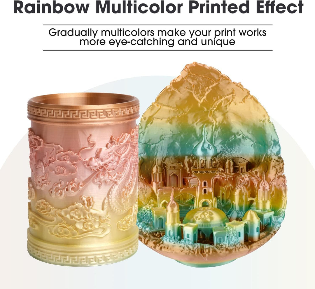 eSUN PLA Metall Regenbogen Seide Filament 1,75 mm, seidig, mehrfarbig, 3D-Drucker PLA-Filament, 1 kg