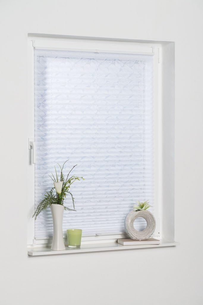 K-home Klemmfix-Plissee , Ausbrenner Stoff, weiss, 40 x 210 cm (B x L) Ausbrenner Stoff Weiss B40 x