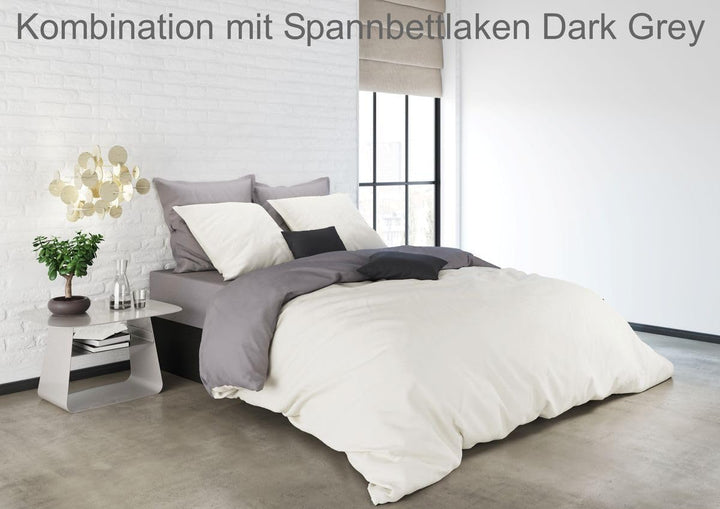 MISTRAL HOME Uni Einfarbig Wende Bettwäsche Edel Perkal 100% Ägyptische Baumwolle, Farbe:Pristine-Da