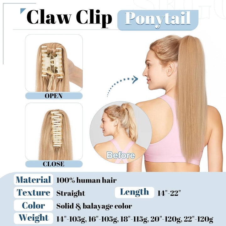 SEGO Ponytail Extension Echthaar Pferdeschwanz Zopf Clip in Haarteil Haarverlängerung 100% Remy Haar