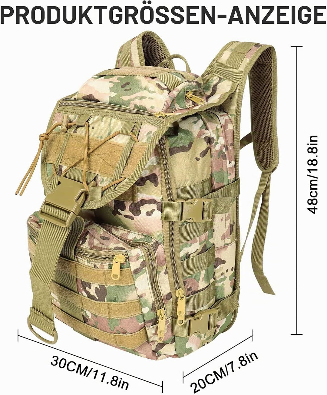 SHANNA Militärrucksack 35L/50L Armee Rucksack Molle, Hohe Kapazität Trekkingrucksack Wanderrucksäcke