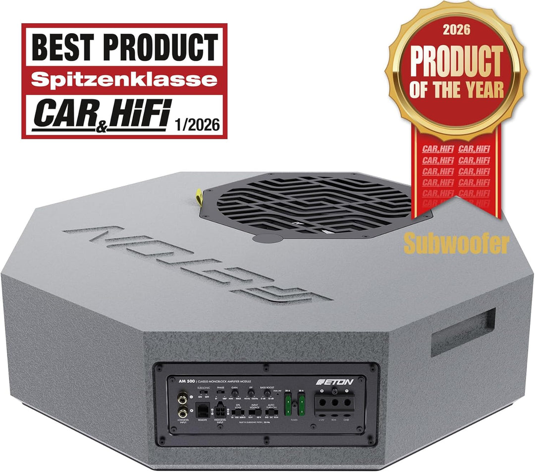 ETON Res 10 AR – Flacher Aktiv-Subwoofer für Reserverad-Mulde, aktive Bassreflex Bassbox mit potente