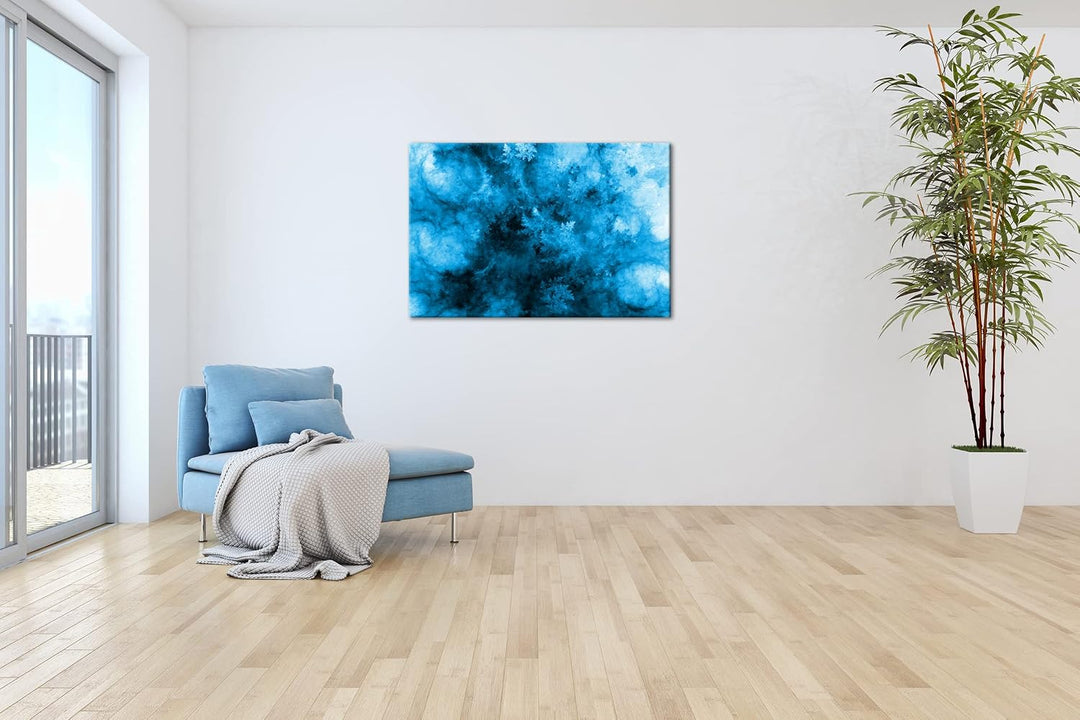 deyoli atemberaubendes Fraktal Muster in blau weiss Format 80x60 Effekt: Monocrome Blau als Leinwand