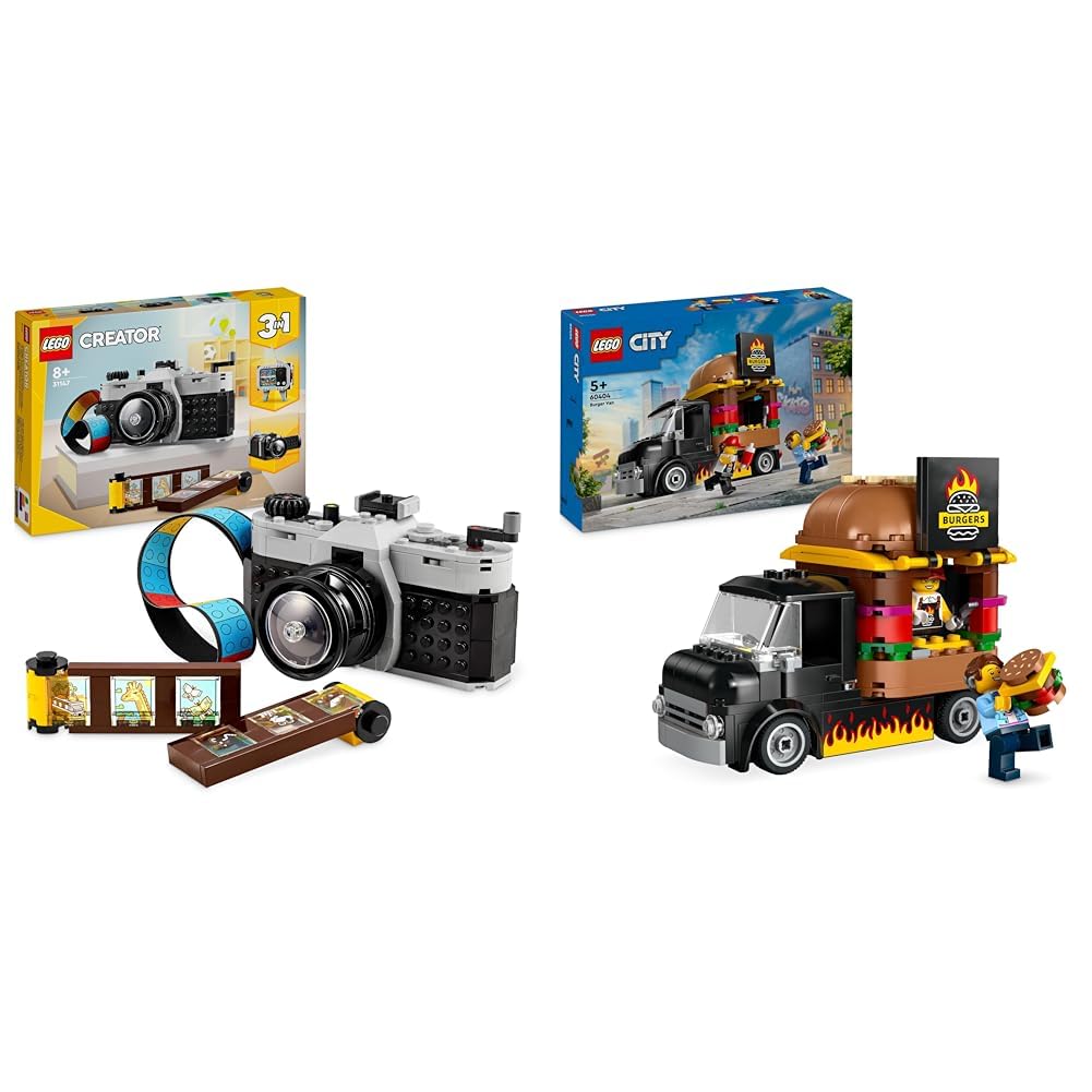 LEGO Creator 3in1 Retro Kamera Spielzeug, Videokamera, TV-Set, Schreibtischdeko &amp; City Burger-Truck,