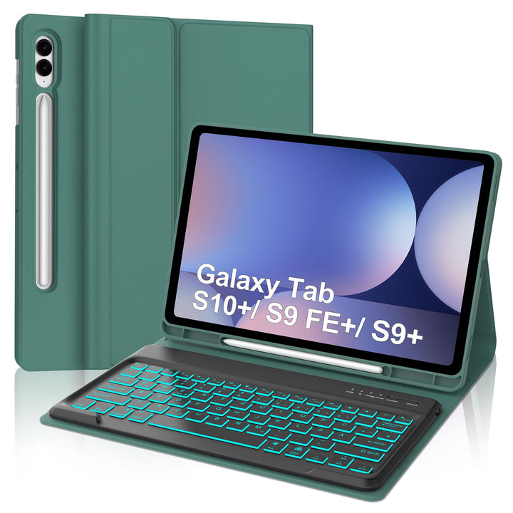 Hülle mit Deutscher QWERTZ-Tastatur für Samsung Galaxy Tab S10 Plus (2024), Tab S9 Plus (2023), S9 F