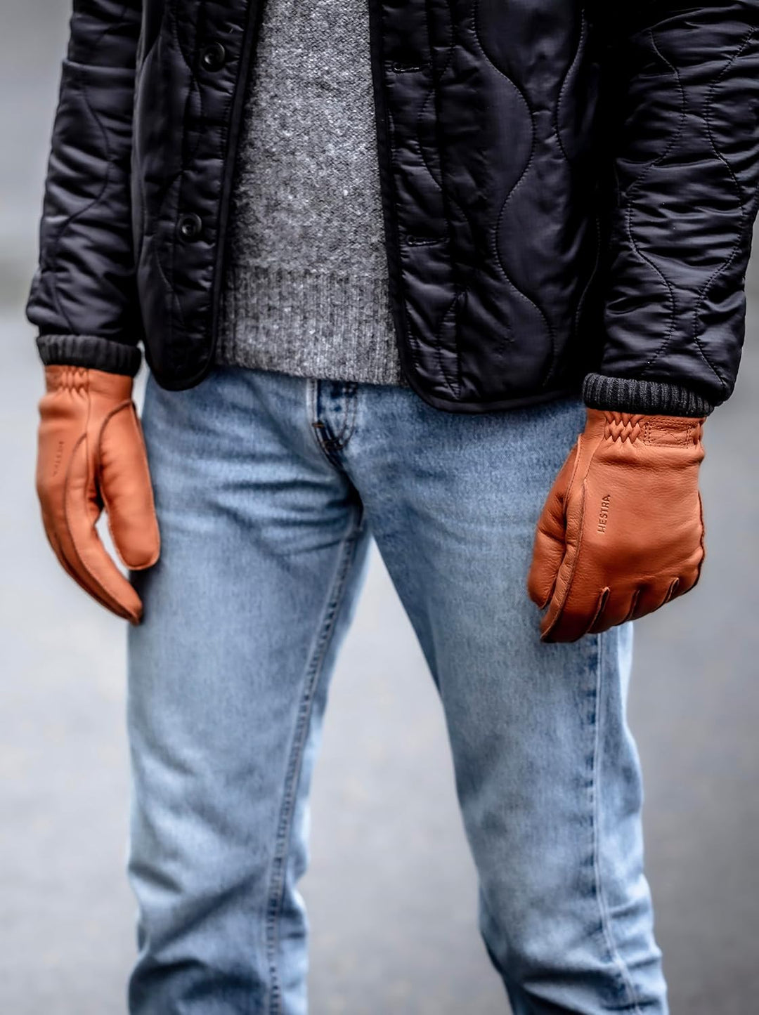Hestra Deerskin Primaloft Rib Glove, Insulated Leather Glove for Work &amp; Everyday Use Beige 8, Beige