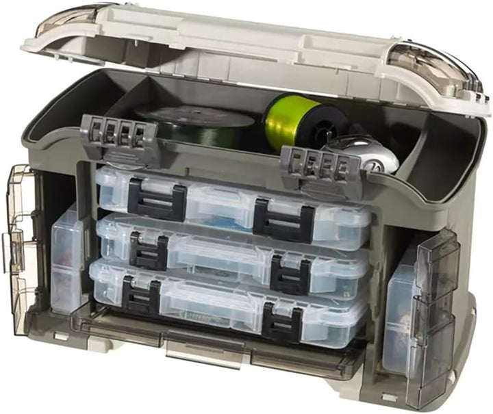 Plano Elite Series Ultimatives abgewinkeltes Angelsystem, Graphit &amp; Sandstein, inklusive 6 StowAway