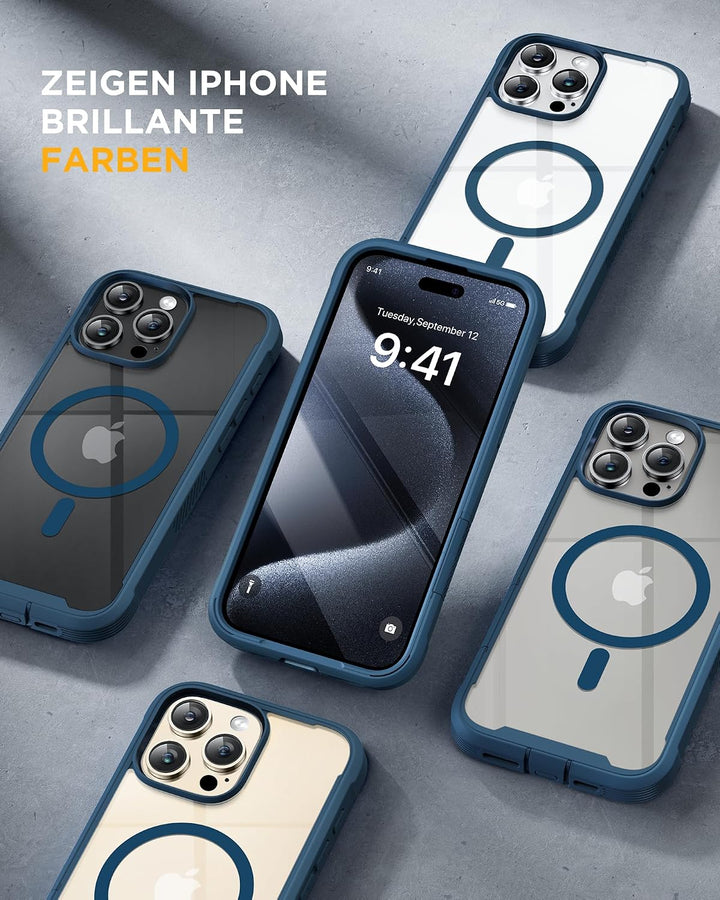 Miracase 360 Grad für iPhone 16 Pro Max Hülle mit Magsafe, Eingebaut Glas Schutzfolie, Komplettschut