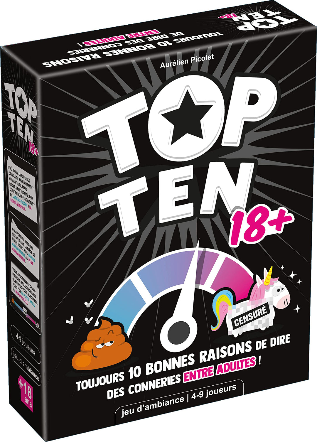 Top Ten 18+ , Cocktail-Spiele , Brettspiel ab 14 Jahren |,4 bis 9 Spieler 30 Minuten, Französisch