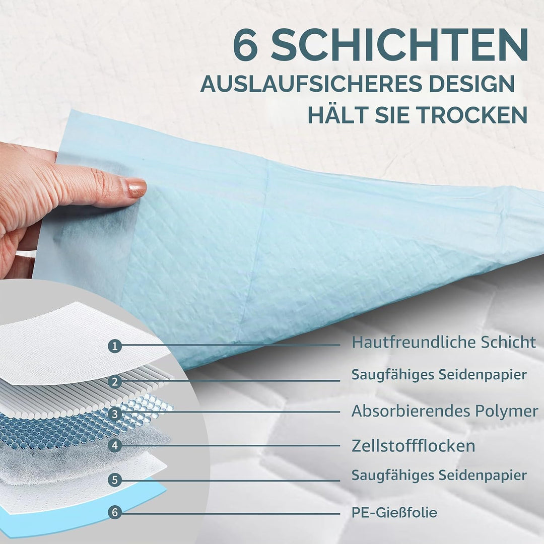 PIPI Matten für Hunde, 100 Stück Trainingspads, Wickelunterlagen Einweg 60X60cm, Einmalunterlagen, A