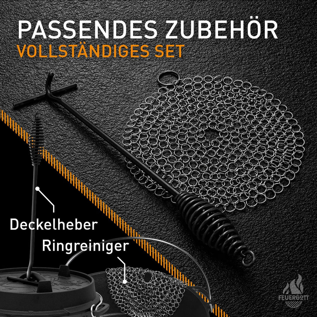 Dutch Oven 3,5L mit Füssen – Gusseiserner Topf für Outdoor Küche, Glut, Feuerstelle, BBQ – Schmortop