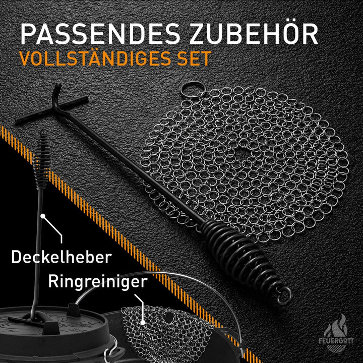 Dutch Oven 3,5L mit Füssen – Gusseiserner Topf für Outdoor Küche, Glut, Feuerstelle, BBQ – Schmortop